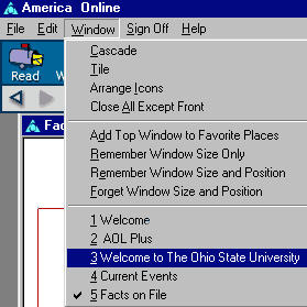 AOL 5.0 menu