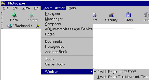 Netscape 4.0 menu