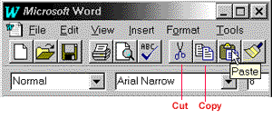 Toolbar from Microsoft Word with buttons