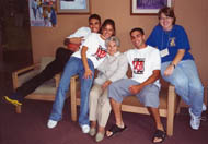 These students get to know one of the elderly they are helping.